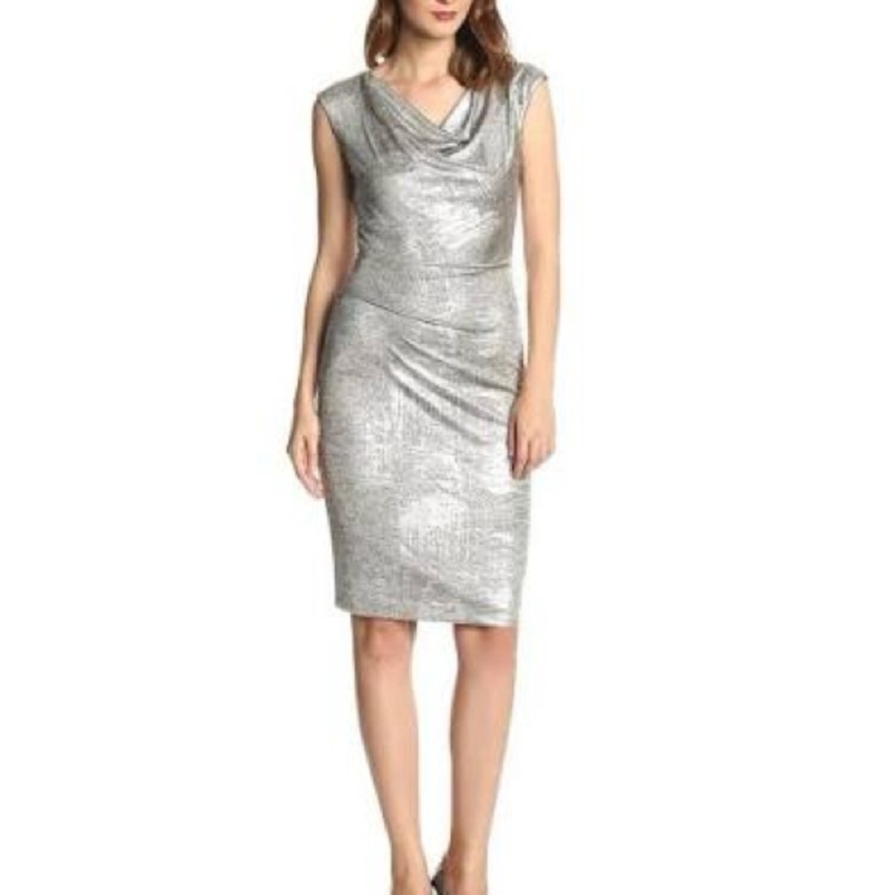 Vince Camuto Shimmering Silver Midi Dress
